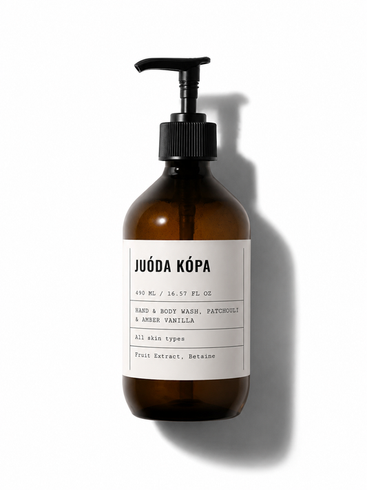 Juoda Kopa Hydrating Body Wash with betaine and fruit extract for gentle daily cleansing.